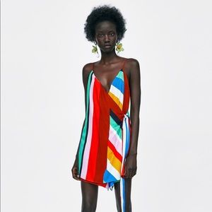 Zara striped romper jumpsuit wrap dress shorts